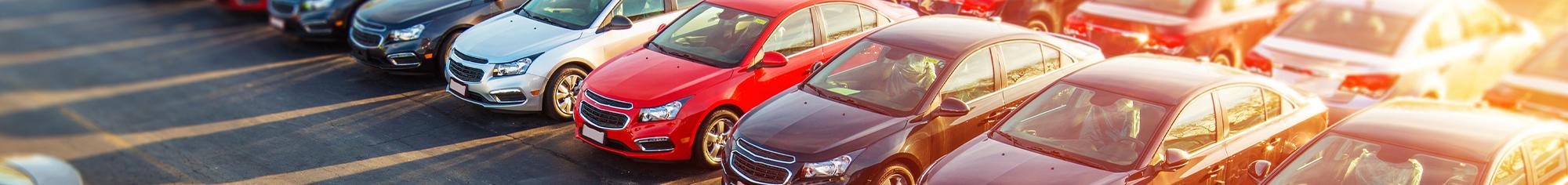 Cars for sale in parking lot